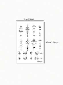 STARTTOOS 防水半永久纹身，极简手部纹身，极简叶子设计，斋月临时纹身，防水，仿真纹身，植物纹身，手指纹身，魔法纹身，持续1-2周，女士纹身 - 藍色 - 查看 7