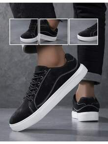 Men's Sports Shoes, Men's Casual Shoes,Fashionable And Personalized Street Student Handsome Shoes, Lace Up Men's Shoes, Men's Board Shoes - Black - View 7