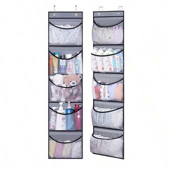 1 Bolsa Organizadora de Roupa Íntima com 5 Compartimentos, Bolsa Organizadora Grande em Tecido Não Tecido para Porta, Armário, Banheiro, Adequada para Guardar Roupa Íntima, Brinquedos, Artigos de Higiene Pessoal, Diversos Objetos, Roupas, Meias, Bolsa Organizadora para Dormitório, Organizador de Guarda-Roupa