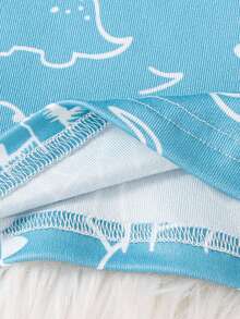Lurzo Spring/Autumn Baby Pajamas, Multiple Dinosaur Print Crew Neck Long Sleeve Top And Pants Set, Comfortable And Warm Fabric, Suitable For Home, Gathering, Party Wear - Blue - View 8