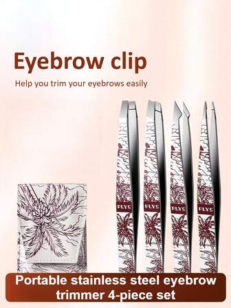 1/4pcs Stainless Steel Precision Eyebrow Tweezers Set, Professional Beauty Tool For Eyebrow, Facial Hair And Ingrown Hair Care, Unisex Eyebrow Tweezer