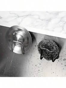 1/2/4 piezas Soporte de esponja de acero inoxidable, estante para utensilios montado en la pared, estante de almacenamiento de bolsa de bolas para fregadero de cocina (Plata) - Multicolor - Ver 3