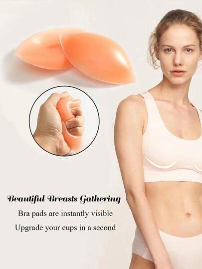 2pcs/Set Women's Silicone Bra Inserts, Soft & Comfortable, Reusable For Bikini Lingerie