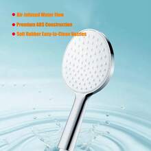 This New Handheld Shower Head Is Made Of High-Strength ABS Material And Features A 12.5cm Super-Large Water Outlet Panel. It Is An Oxygen-Enriched Pressurized Shower Head That Uses Air Power To Provide A Soft, Comfortable Water Flow. The Soft Rubber Nozzles Are Easy To Clean, And The Panel Has A Fashionable And Bright Appearance.