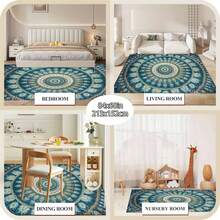 1pc Extra Large Bohemian Purple Mandala Area Rugs - Non-Slip Machine Washable Floor Rugs With Purple/Blue/Pink/Black/Teal Intricate Pattern, Durable Polyester & TPR Backing For Living Room, Bedroom, Home Decor - 樣式 9 - 查看 6