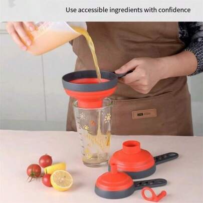 3pcs Plastic Folding Funnel Set, Wide Mouth Oil Funnel, Flour Funnel, Jam Funnel, Liquid Funnel, Kitchen Small Tools