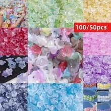 Yiwu Qiyou Accessories Co., LTD 100/50颗 11毫米蓝色铃铛花亚克力珠，混色，DIY首饰装饰，手工制作材料 - 雙色喇叭花 - 查看 7