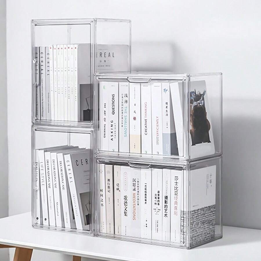 1pc Multi-Function Transparent Acrylic Storage Box - Dust-Proof Display Case, Suitable For Models, Tools And Books | Transparent Organizer Box - Clear - View 1