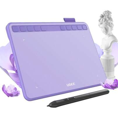 UGEE Violeta Tableta Gráfica S640, 6,5x4 Pulgadas Tableta de Dibujo Portátil Ultradelgada, 8192 Niveles de Sensibilidad la Presión con 10 Teclas de Acceso Rápido para Windows,  OS, Linux & Android
