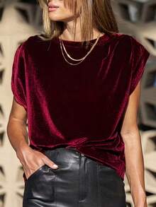 Women's New Elegant Casual Loose Blouse - Deep Wine Red - View 7