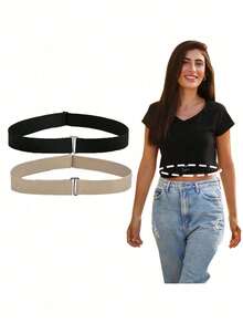 可调节腰带，毛衣衬衫腰部束紧工具，防止走光，弹性腰带可改变衬衫款式 - 彩色 - 查看 2