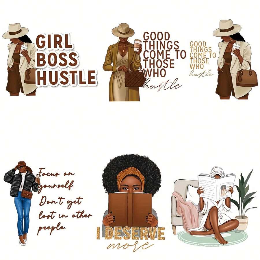 Top Pick6pcs/Set Beautiful African Women Iron-On Heat Transfer Sticker Heat Pressed Decals Washable Heat Transfer Patches For DIY Clothing T-Shirt Mask Jeans BackpackOpen In New Tab. - 彩色 - 查看 1
