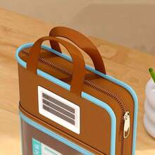 1个多色大容量文件袋，便携式手持收纳袋，教科书收纳袋，多用途，文具办公用品收纳，耐用网布，适合办公及学校用品，开学季必备 - 彩色 - 查看 4