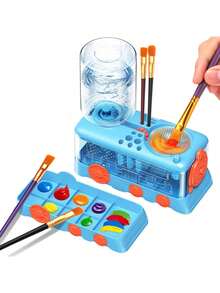 1个画笔清洁器，包含画笔清洁器、画笔筒和收纳盒，多种颜色可选，画笔架（不含画笔），画笔架，画笔架，画笔收纳架，笔筒 - 彩色 - 查看 4