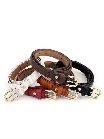 Cinturón delgado de moda para mujer, hebilla de pasador, estilo coreano, versátil, adecuado para jeans de mujer, cinturón delgado de mujer con hebilla de pasador