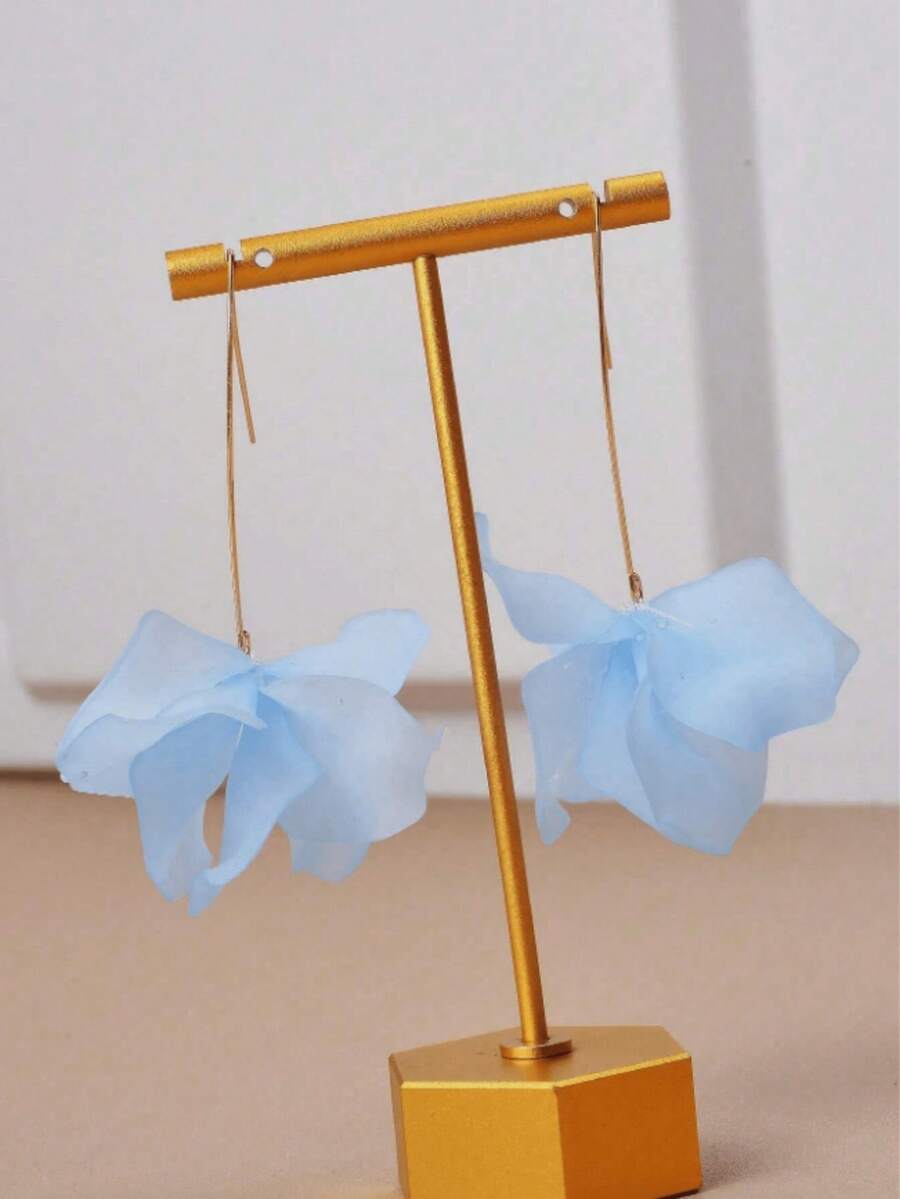 1对新款时尚长款花朵树脂吊坠耳环，夸张优雅百搭女士耳环