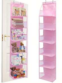 1pc Kids Room Layered Hanging Storage Bag, PVC Foldable Multi-Layer Hanging Organizer Bag For Toys - Multicolor - View 1