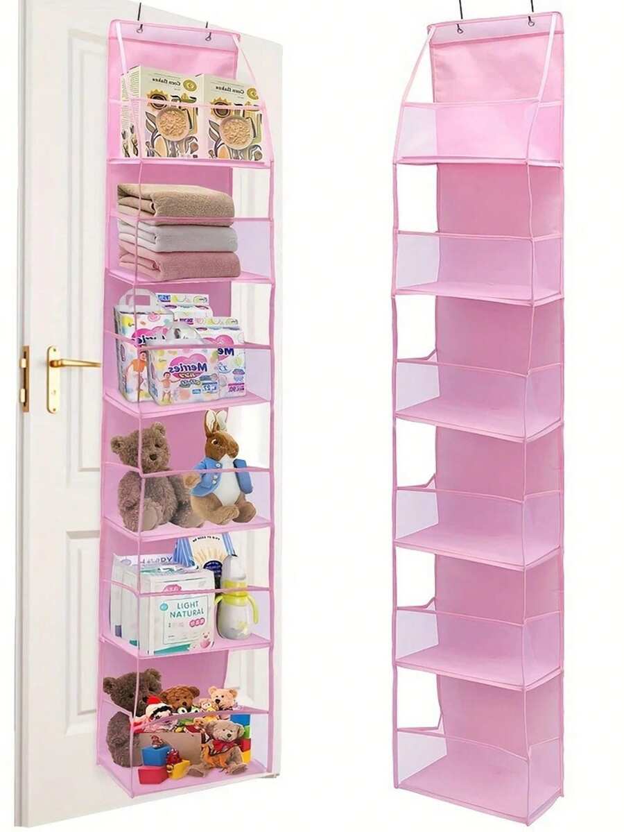 1pc Kids Room Layered Hanging Storage Bag, PVC Foldable Multi-Layer Hanging Organizer Bag For Toys - Multicolor - View 1