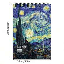 1 Sổ tay A5 + 2 Bút chì, Sổ tay trang trắng với hình minh họa tranh Van Gogh. - Xanh đậm - Xem 2