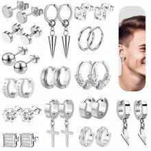 15 Pairs Of Stylish And Gorgeous Stainless Steel Earrings Set, With Multiple Colors And Styles To Choose From, Suitable For Daily Or Party Use, And Can Be Given As Gifts To Friends And Family - Black - View 4