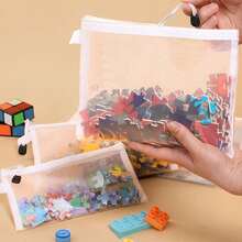 网状收纳袋（大/中/小）套装，大容量手工小物件收纳袋，透明网状拉链文件袋，A4/A5/A6铅笔盒，文件收纳袋，化妆包 - 白色 - 查看 1