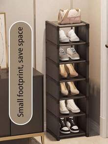 1pc Black Multi-Tier Shoe Rack, 3/4/5/6/7 Tiers Home Shoe Cabinet, Dustproof Shoe Box, High Capacity Indoor Home Shoe Organizer - Black - View 3
