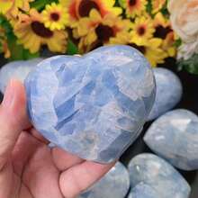 Natural Blue Heart-Shaped Stone Ornament, Suitable For Home Daily, Office, Study And Other Multi Scene Decoration, Also A Holiday Gift For Family And Friends On Christmas And Thanksgiving - 藍色 - 查看 11