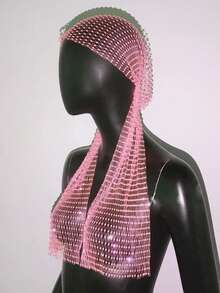 女士金色水钻渔网头巾，个性化发饰，适合日常佩戴、跳舞、婚礼、派对、活动、情人节等场合，也可作睡帽使用。 - 彩色 - 查看 30