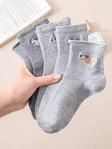 5 đôi tất nữ họa tiết chó hoạt hình dễ thương, thiết kế viền lưới thoáng khí, mềm mại và thoải mái, phù hợp cho các dịp thường ngày, đi học, đi làm, ở nhà, ngoài trời, hẹn hò, dự tiệc, kỳ nghỉ, mọi mùa. - Nhiều màu - Xem 3