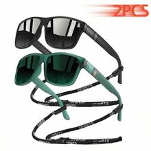 WSZ 2pcs Retro Unisex GlassesLuxury Designer Style, Vintage Striped Square/Rectangle Frame And Shiny Material, Soft Summer Tones Elegant Aesthetics Suitable For Beach, Driving, Fishing And Outdoor Leisure - GL-2PCSF364 - View 4