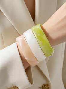 Bộ 3 vòng tay hình học phóng đại/1 vòng tay, Phụ kiện trang sức đa năng cho trang phục hàng ngày, tiệc tùng, kỳ nghỉ, phong cách Boho - Vòng tay hình học - B - Xem 2