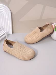 High-Quality New Kids Slip-On Knitted Flat Shoes, Comfortable Breathable, Healthy Materials - Apricot - View 3