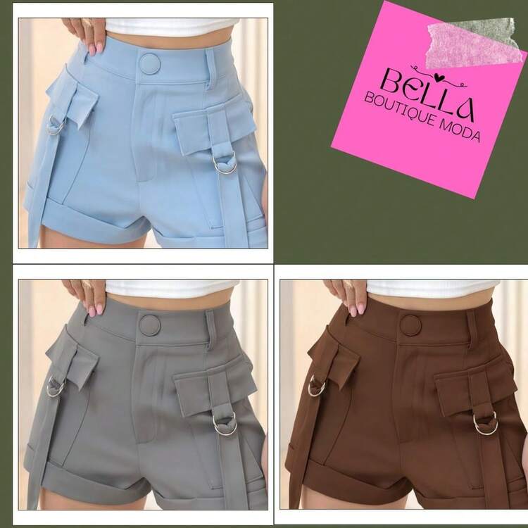 Short Cargo Alfaiataria com Polieste - Marrom - Visão 2