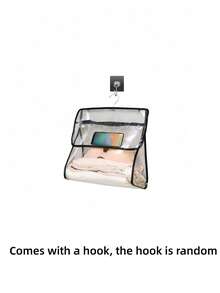 حقيبة تخزين ملابس شفافة مقاومة للماء وذات شاشة لمس كبيرة السعة، يمكن تعليقها، باللونين الأبيض والأسود متعددة الوظائف، يمكن فتحها وإغلاقها، مناسبة للحمام والغرفة الجامعية، تأتي مع خطاف عشوائي