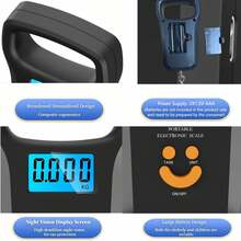 110磅/50公斤电子鱼秤，升级您的钓鱼装备，行李秤，多功能便携式秤，钓鱼配件，精准行李秤，带背光液晶显示屏 - 男士完美的钓鱼礼物！（不含电池）