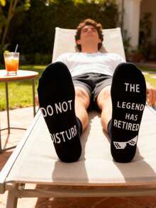 1 Paio di Calzini Neri Antiscivolo da Uomo, Calzini Divertenti con Stampa di Lettere Sociali, Adatti per Lettura, Non Disturbare - Multicolore - Visualizzare 3