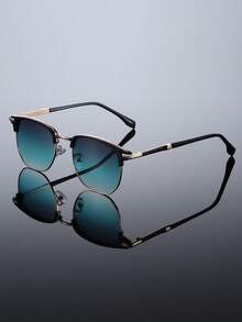 Half-Rim Eyebrow Frame Metal Glasses, Retro Punk Street Style, For Photo, Travel, Party, Daily Wear, Fishing, Skiing, Gift - Multicolor - View 9