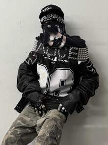 1pc ALICE Black Heavy Rivet Oversized Rivet Belt, Versatile Cyberpunk Dark Style PU Waist Belt, Suitable For Street Photography, Holidays, Travel And Daily Use