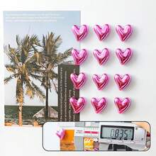 12PCS Refrigerator Magnets Pink Magnets For Fridge 0.83in Small Heart Cute Decorative Magnet Set For Home Kitchen Office Whiteboard Decor - Pink - View 2