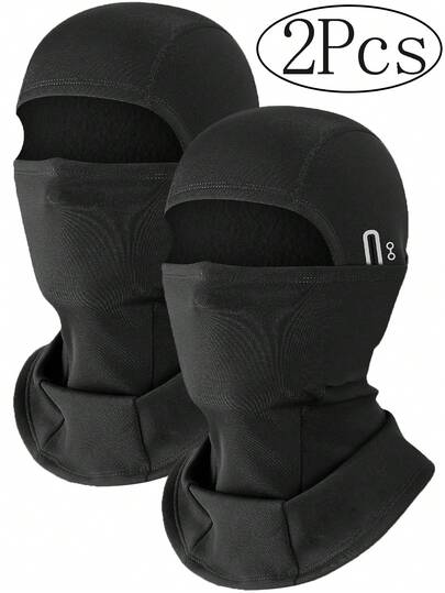 2个/1个夏季男女通用透气冰丝面罩，防紫外线拉法帽，适用于骑行、摩托车、滑雪，黑色