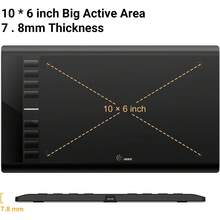 UGEE M708 V3 Tableta Gráfica Digital, 10 "x 6" Gran Tableta de Dibujo con 8 Teclas Rápido, Lápiz Capacitivo Sin Batería de 8192 Niveles de Presión Compatible con  OS, Windows, Android, Linux - alambre - Ver 5