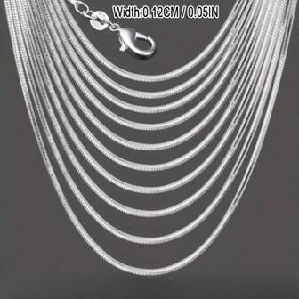 10PCS Necklace Chain Silvery Plated Necklace Snake Chains Bulk For Jewelry Making