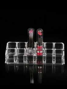 1个透明亚克力12格口红唇彩展示架，桌面水晶化妆品收纳盒 - 無色 - 查看 5