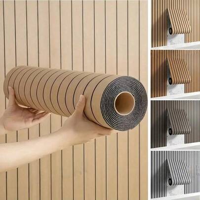 1 Roll 3 Meters/118.11in 3D Wood Grain Wall Panels Self-Adhesive Wallpaper, Super Thick Textured Peel And Stick Foam Wallpaper, Easy DIY For Living Room, Bedroom, Kitchen, Dining Room And Ceiling Renovation