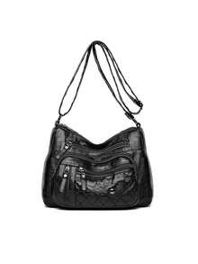 New Multi-Functional Middle-Aged Women's Handbag, Mother Bag, Mother-In-Law Bag, Soft Leather Feel Shoulder & Crossbody Bag