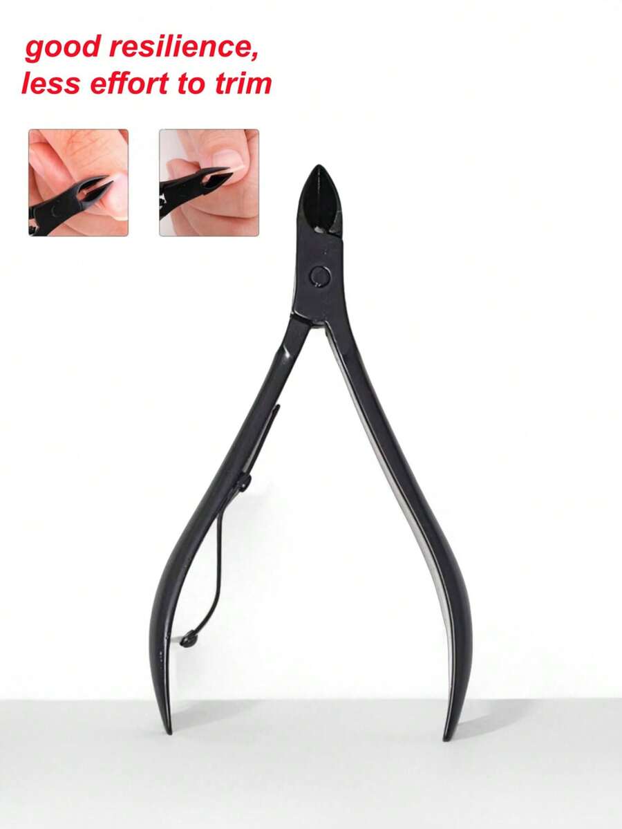 1个黑色指甲钳，角质层去除工具，用于修剪手指甲和脚趾甲，男女通用 - 黑色 - 查看 1