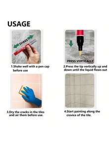 Tile Repair Pen, Suitable For Waterproofing, Mildew Prevention, And Beautifying Grout Lines In Home Tiles. Also A Convenient Sealant For Bathroom And Kitchen Walls And Floors. Self-Adhesive, Mildew-Proof, And Suitable For Cleaning Small Appliances And Kitchenware. Makes A Great Gift For Family And Friends During Holidays. (New And Old Models Shipped Randomly) - one-size - View 3