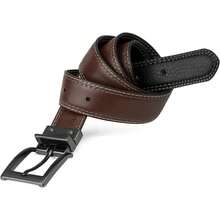 Cinturón de cuero casual para hombre - Negro/Marrón (borde cosido) - Ver 4