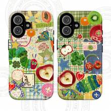 Cute Caterpillar Phone Case – Y2K Aesthetic Collage With Fruit, Butterfly, Clover & Heart Stickers – Kawaii Cartoon Vintage Retro Style Protective Cover For IPhone & , Fun Gift For Him & Her - 混合色2 - 查看 1