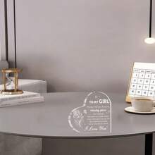 2D Flat - 1pc Heart-Shaped Acrylic Desktop Decor Ornament - Gift For Women - Living Room Or Desk Decor - Hotel Lobby Decor - Cafe Decor - Valentine's Day Gift - Mother's Day Gift - Back To School Gift - Unique Gift For Sister, Mom, Coworker, Classmate - Multicolor - View 5